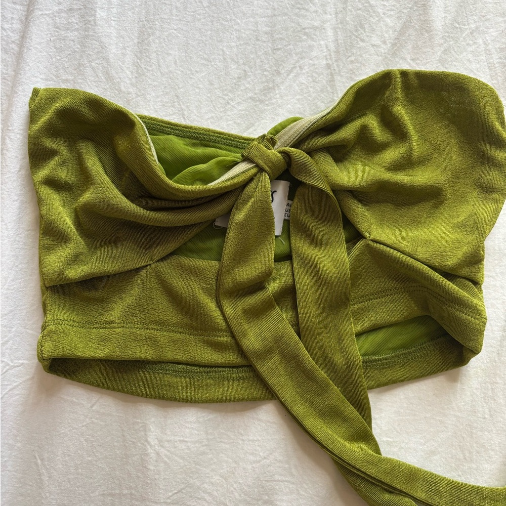 Princess Polly Green Bow Tie Crop Top